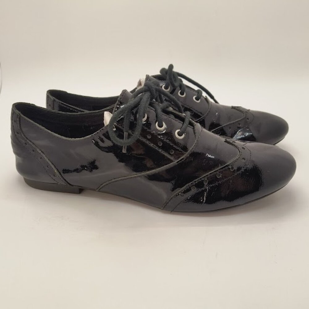 Born Black Patent Leather Oxford Lace-Up Comfort Shoes Women's Size 8.5